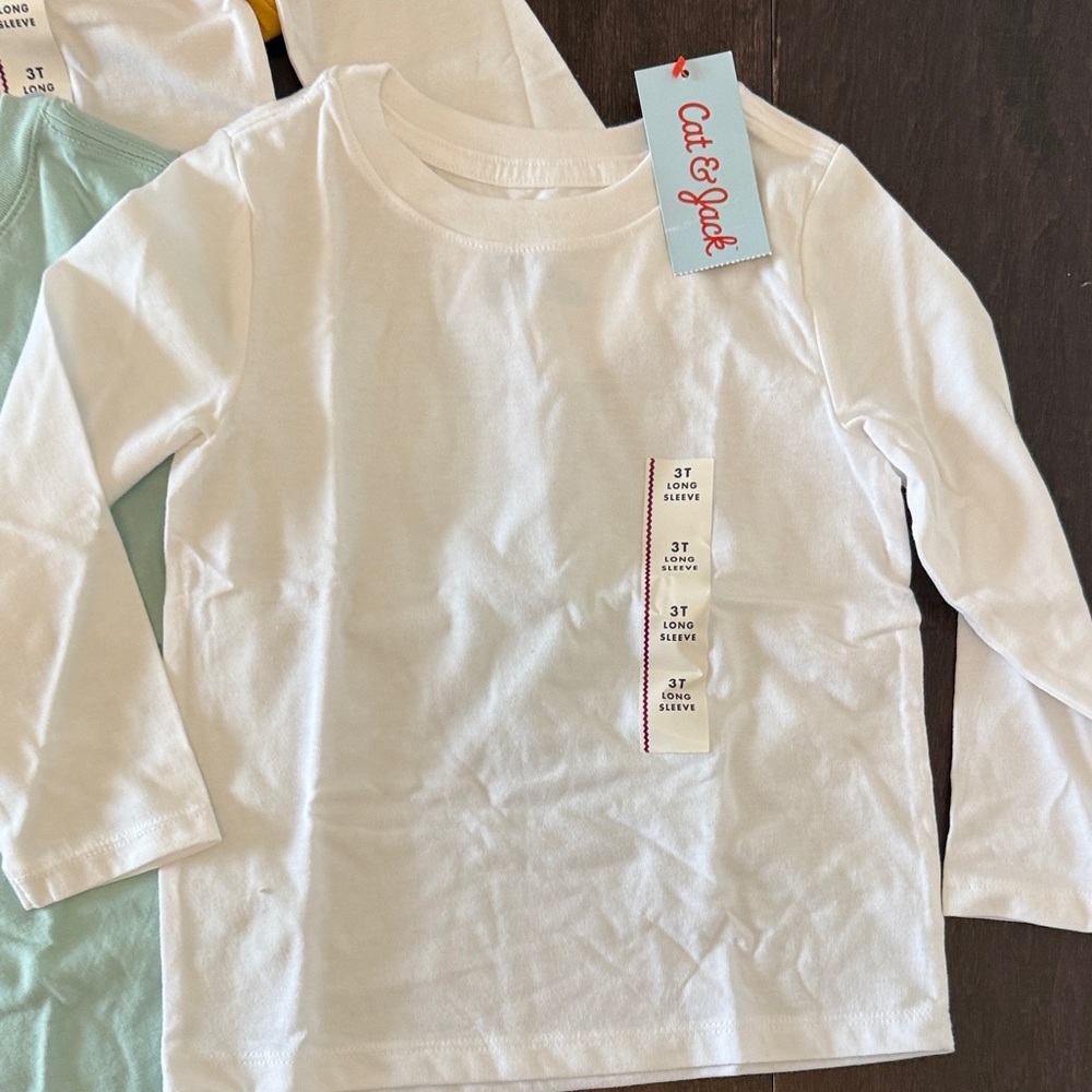 Huge Bundle of Cat & Jack Kids Long Sleeve Tees White, Mint, Mustard, Tan - Picture 3 of 6